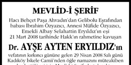 Mevlit - Mevlid - Mevlid-i Şerif ilan örnekleri